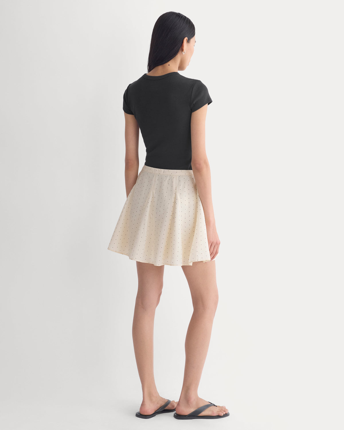 Godet Mini Skirt in Cotton Silk