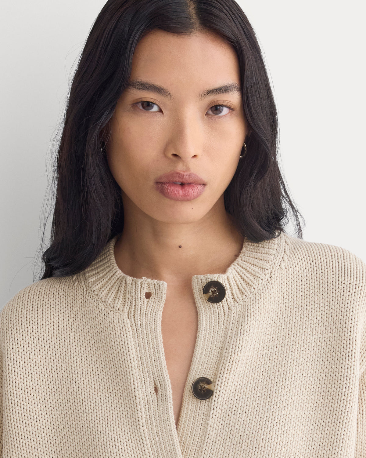 Shrunken Crew Cardigan in Elevated Cotton