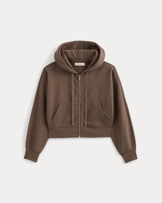 Luxe Fleece Full-Zip Cropped Hoodie