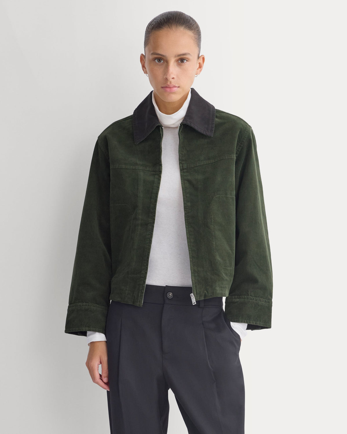 Stretch Corduroy Zip Jacket