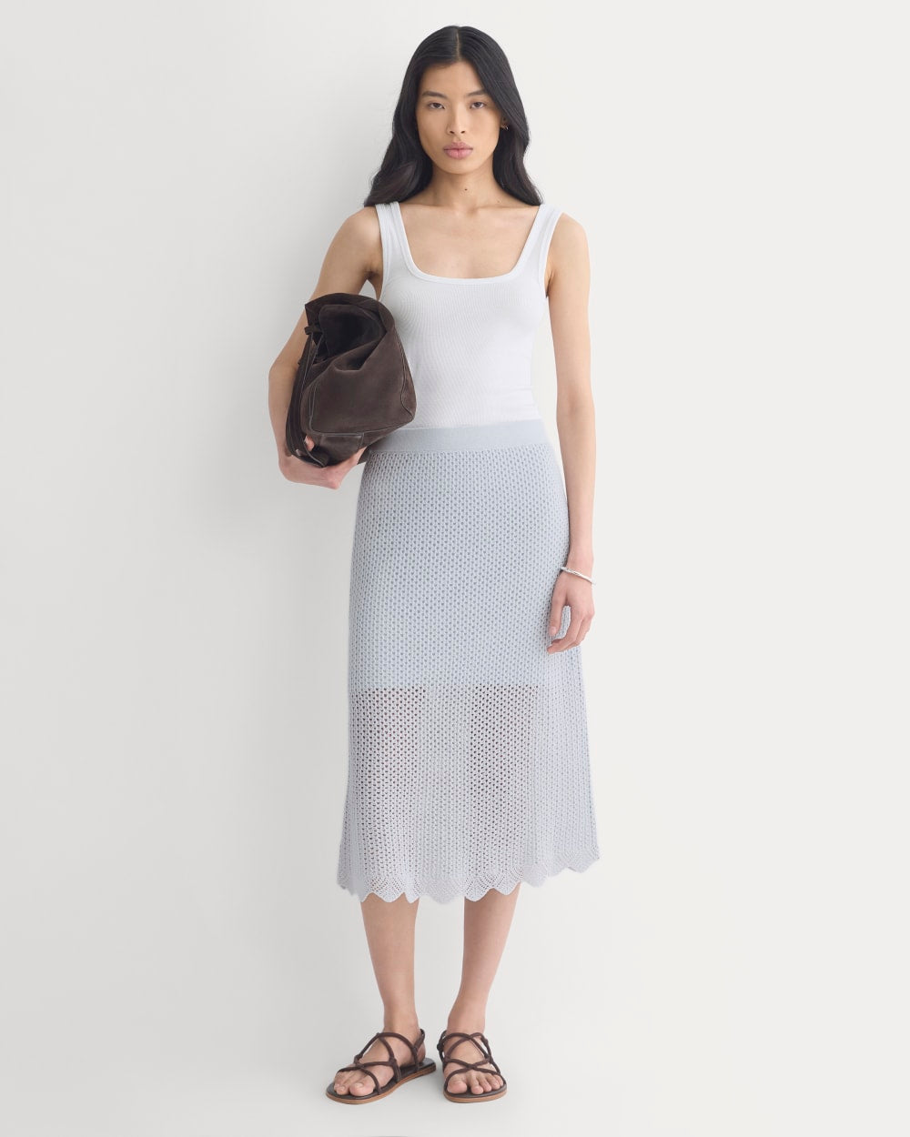 Lace-Knit Midi Skirt