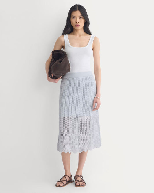 Lace-Knit Midi Skirt