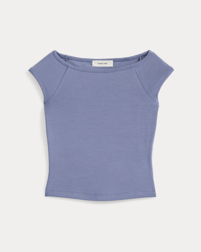 Boatneck Cap-Sleeve Top in Butterknit