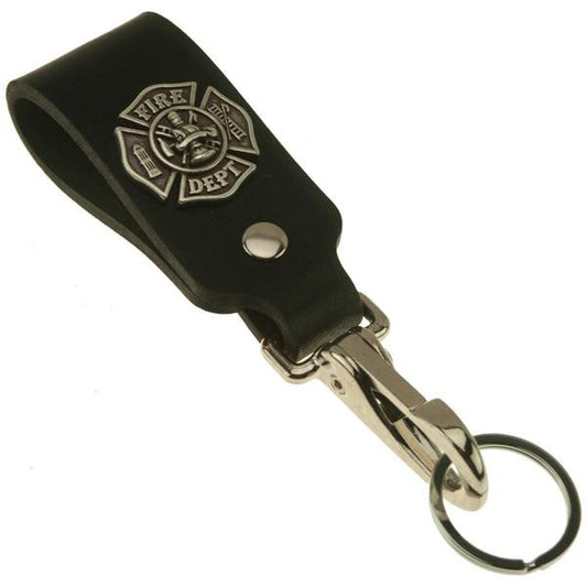 Fireman Maltese Cross Wide Leather Belt Strap Key Holder