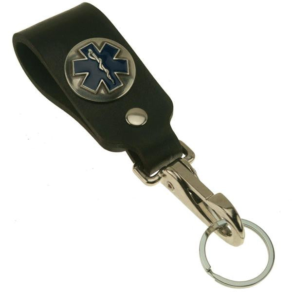 EMT Star of Life Wide Leather Belt Strap Key Holder
