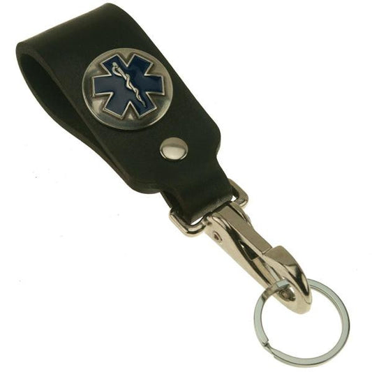 EMT Star of Life Wide Leather Belt Strap Key Holder