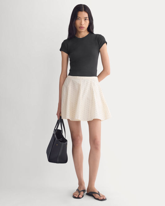 Godet Mini Skirt in Cotton Silk
