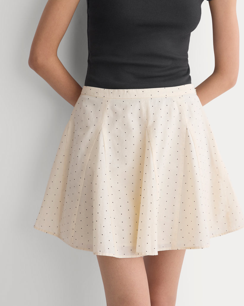 Godet Mini Skirt in Cotton Silk