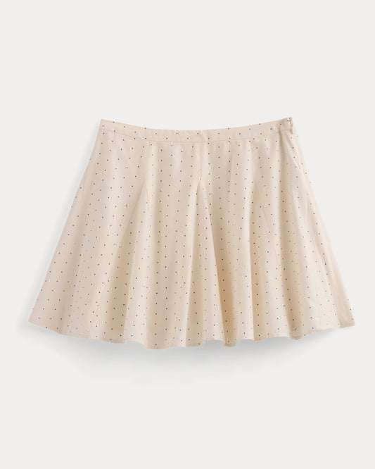 Godet Mini Skirt in Cotton Silk