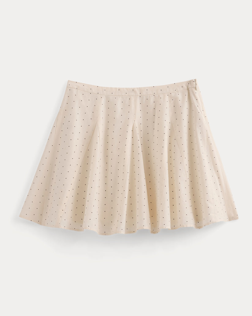 Godet Mini Skirt in Cotton Silk