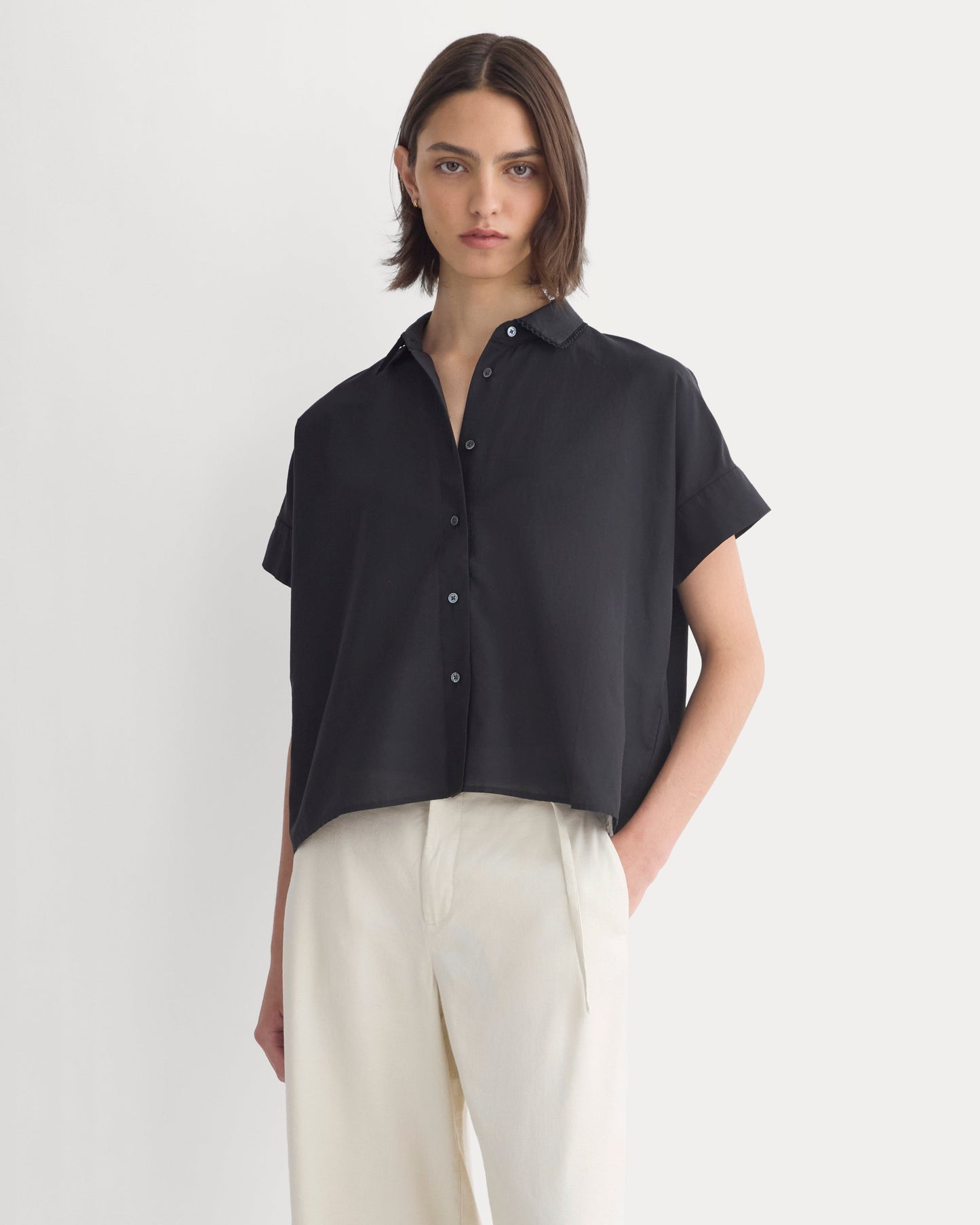 Scalloped-Collar Square Shirt