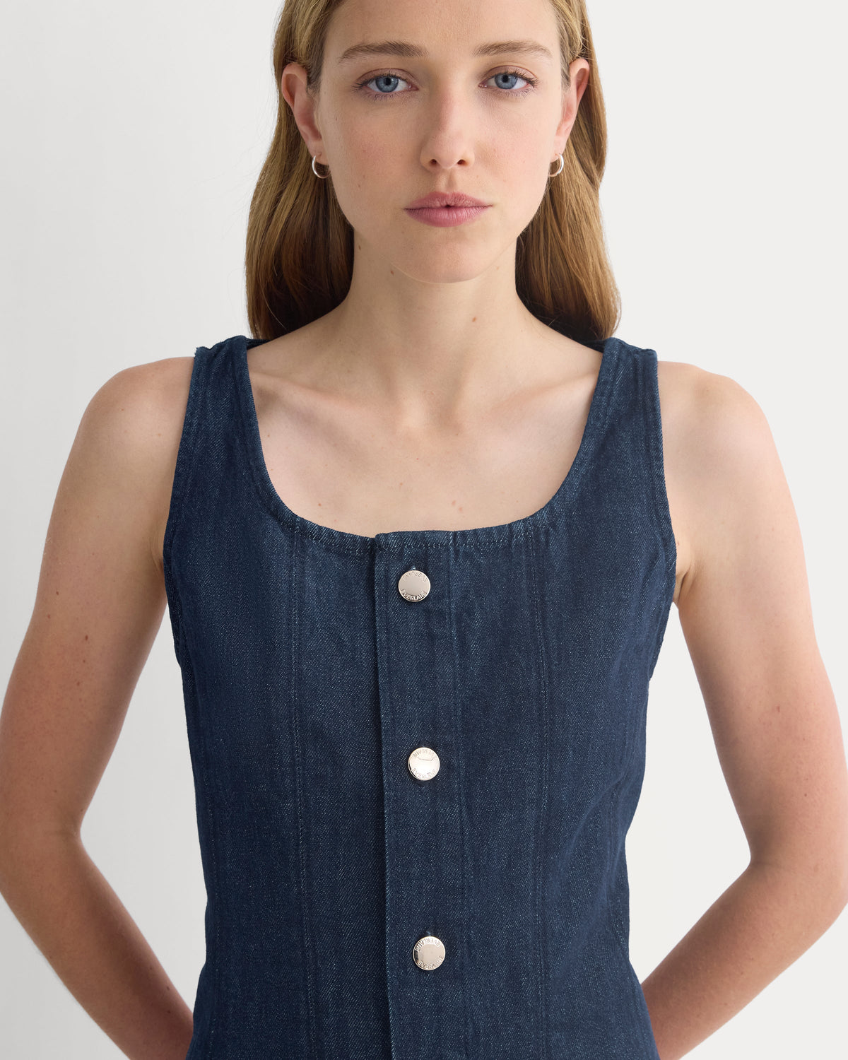 Denim Button-Front Mini Dress