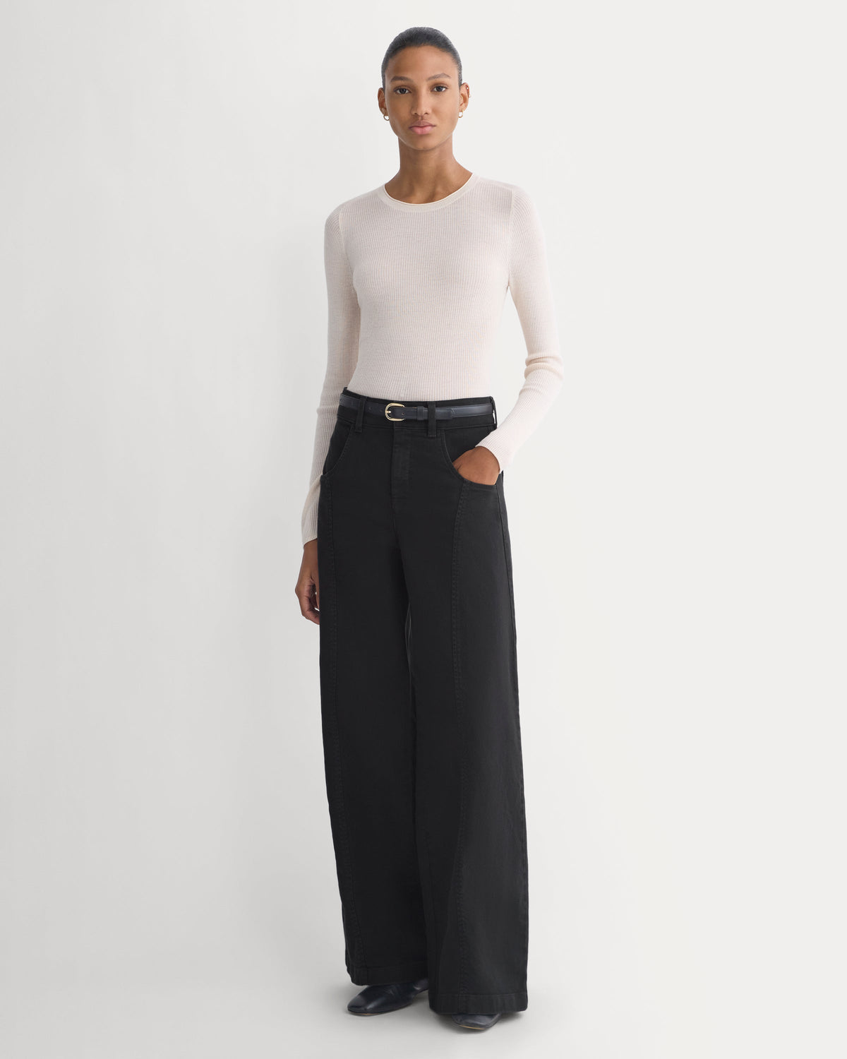Utility Seamed Wide-Leg Pant