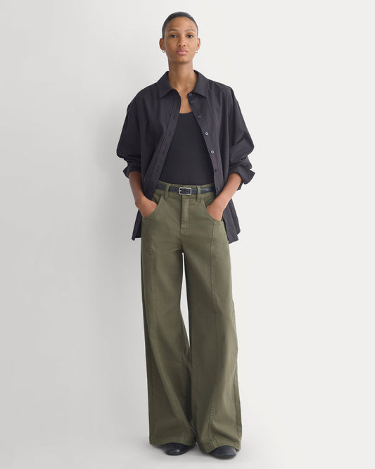Utility Seamed Wide-Leg Pant