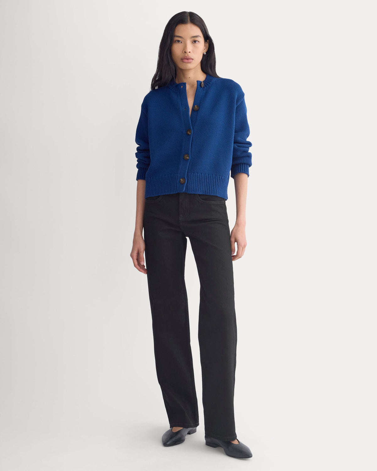 Open-Knit Cardigan Crew in Elevated Cotton