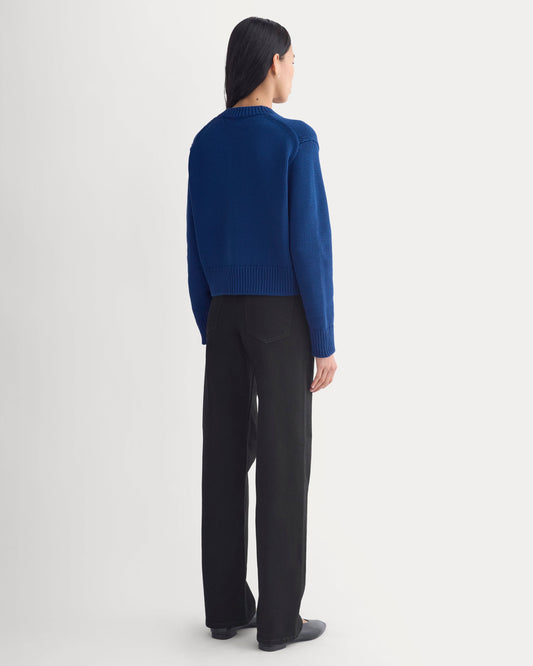 Open-Knit Cardigan Crew in Elevated Cotton