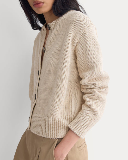 Open-Knit Cardigan Crew in Elevated Cotton