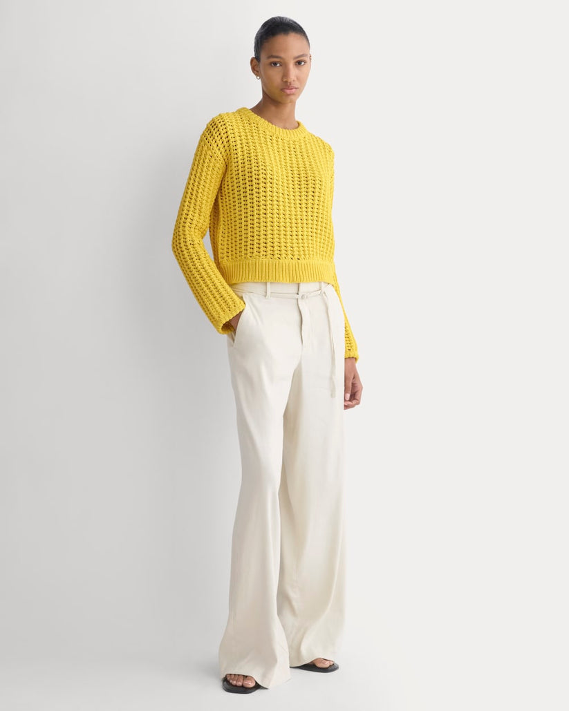 Open-Knit Crew in Elevated Cotton