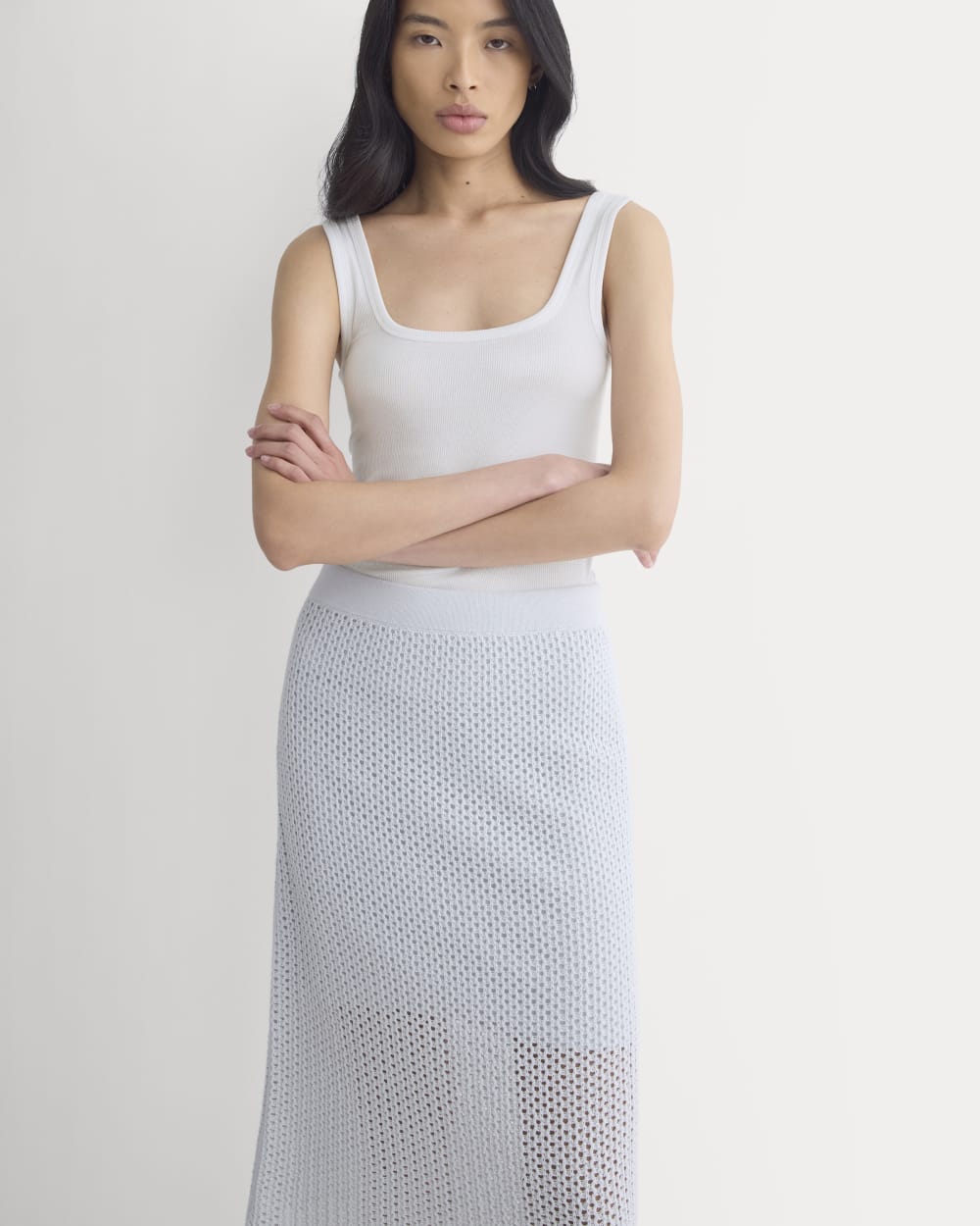 Lace-Knit Midi Skirt
