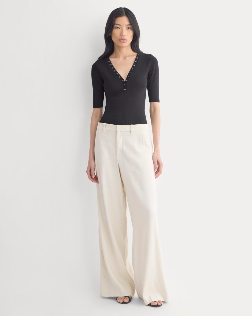 Luxe Rib V-Neck Henley