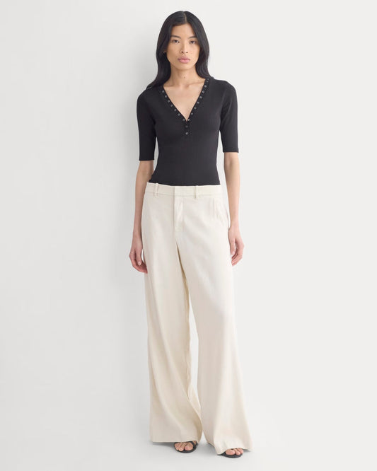 Luxe Rib V-Neck Henley