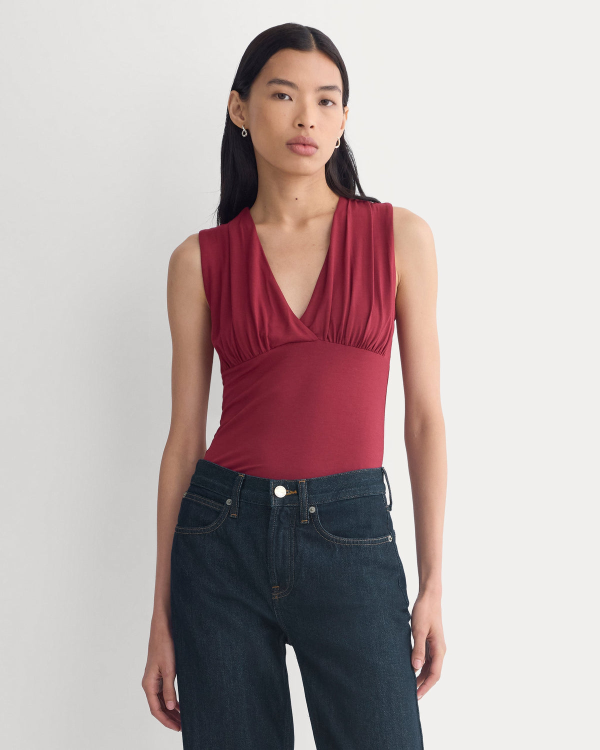 Drapey Jersey V-Neck Top