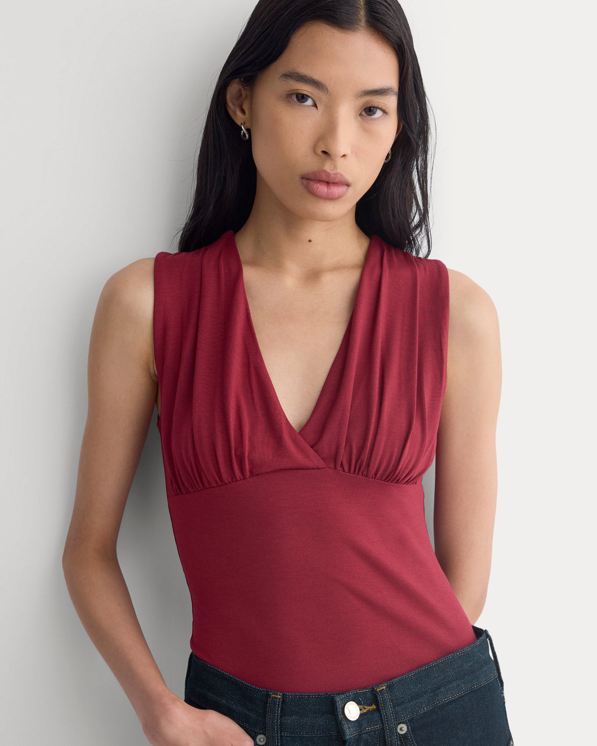 Drapey Jersey V-Neck Top