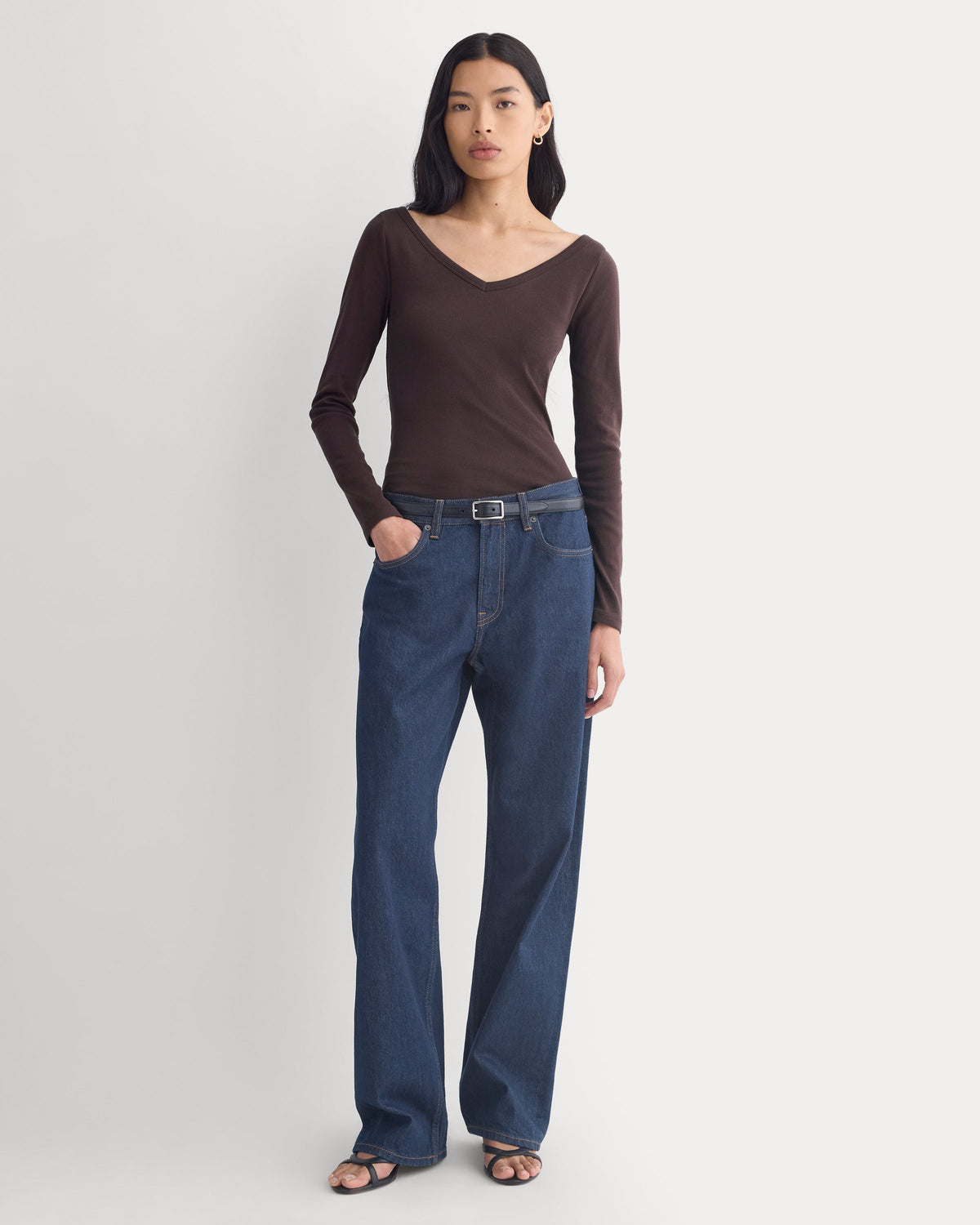 RetroSoft Cotton Wide V-Neck Top