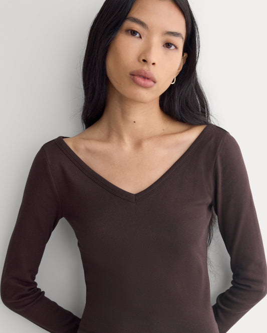 RetroSoft Cotton Wide V-Neck Top