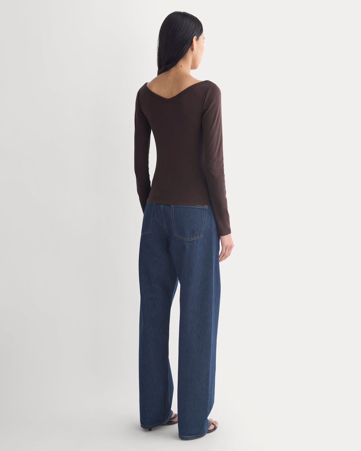 RetroSoft Cotton Wide V-Neck Top