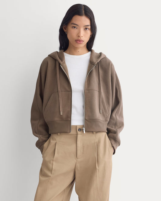 Luxe Fleece Full-Zip Cropped Hoodie
