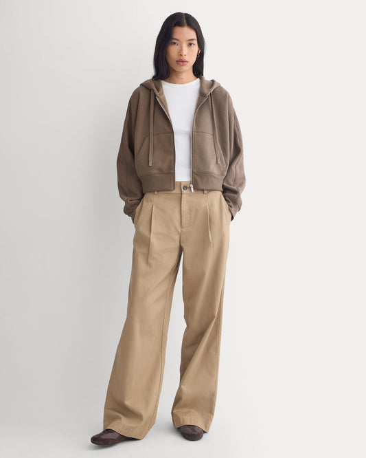 Luxe Fleece Full-Zip Cropped Hoodie
