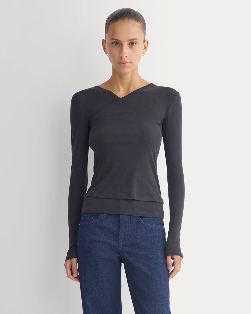 Tissue Double Layer One Shoulder Top