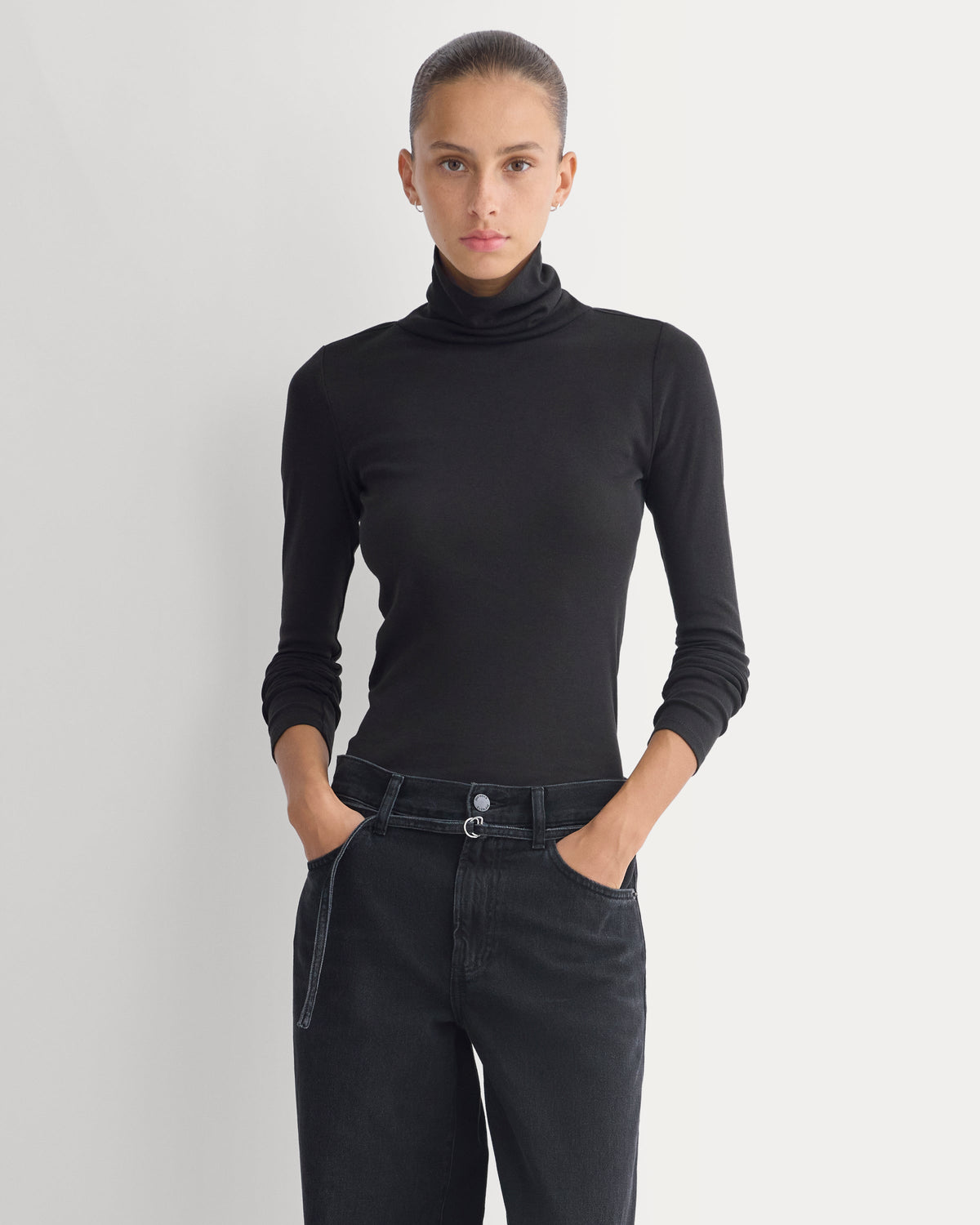 Tissue Long-Sleeve Turtleneck