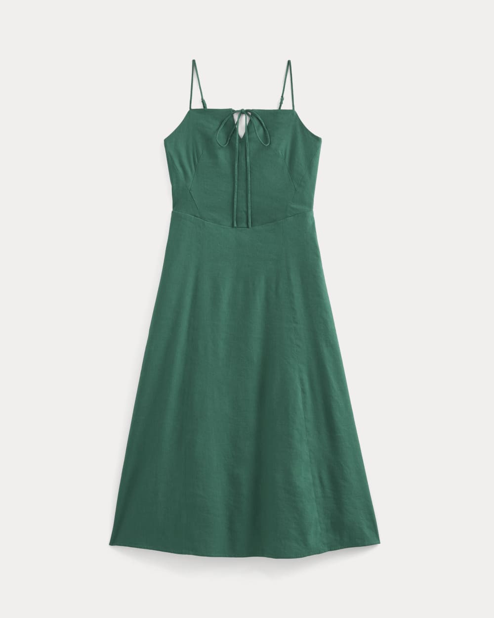 Tie-Neck Dress in Stretch Linen