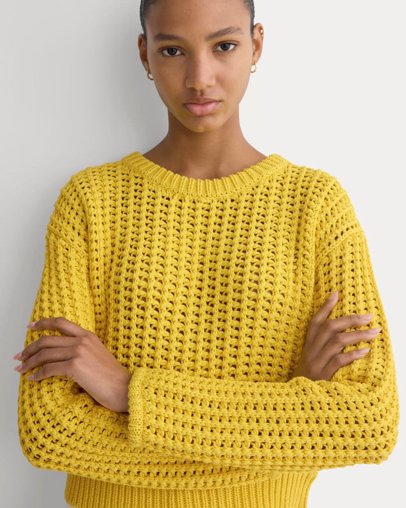 Open-Knit Crew in Elevated Cotton